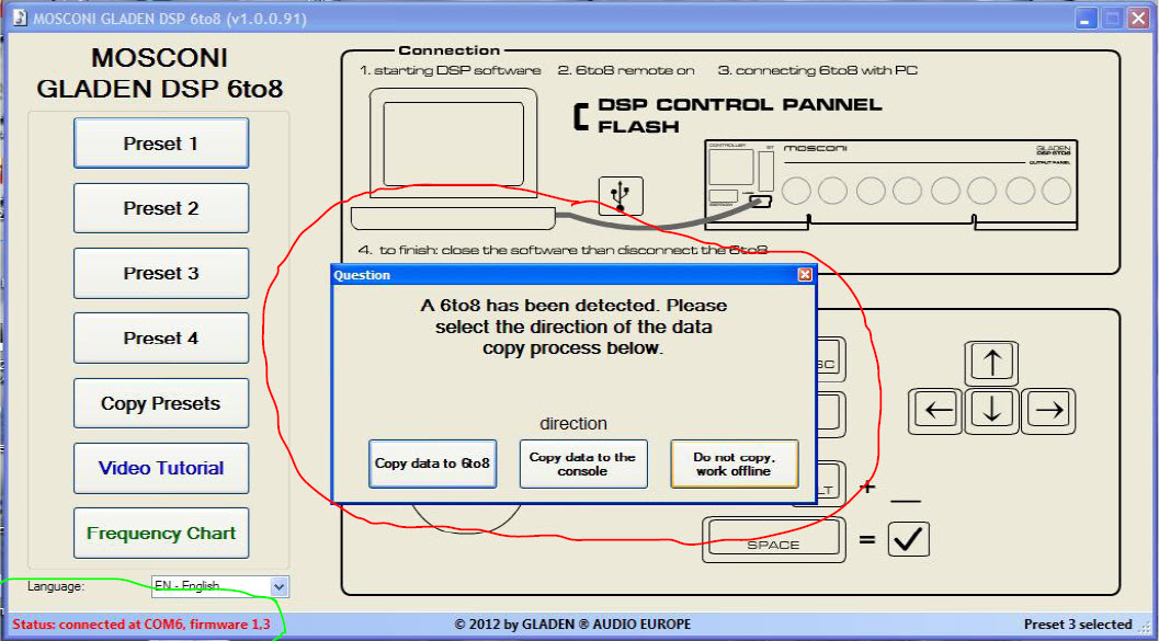 Gladen dsp 6to8 control panel